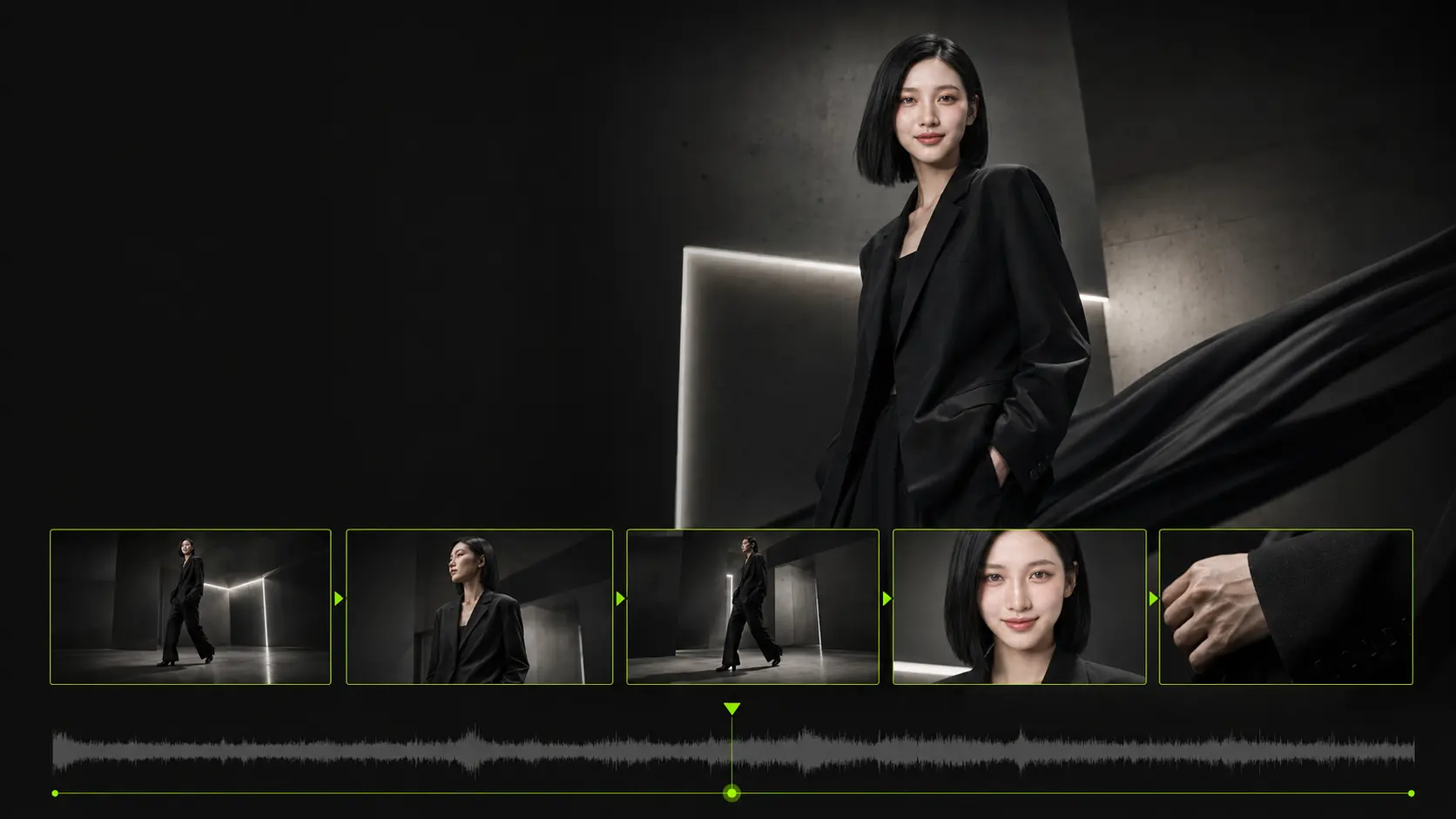 亚洲时尚模特组成的五镜头 TVC 广告分镜